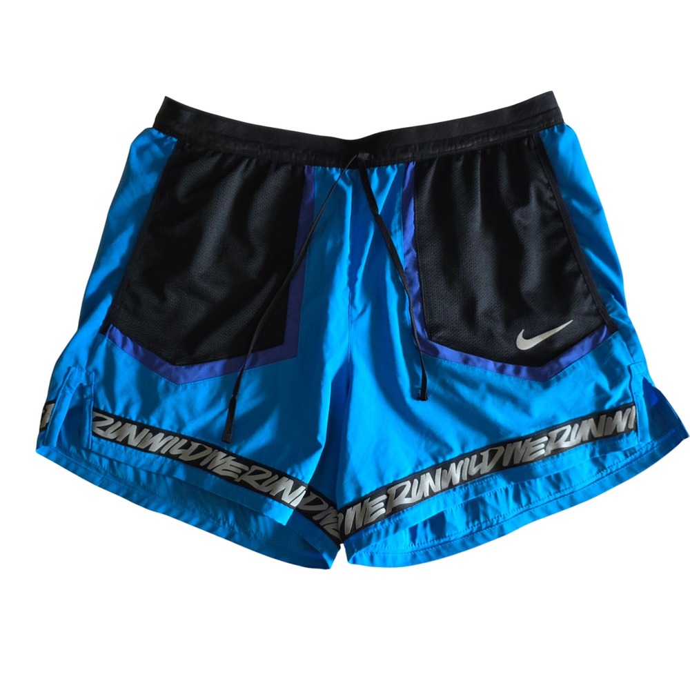 Nike Trail Dri-FIT Wild Run Shorts Mens Large Blue Black DA0171-446 Running